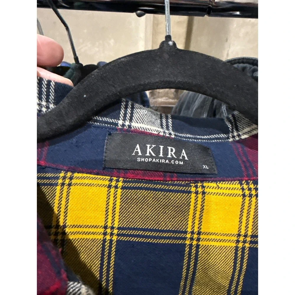 Akira Colorblock Plaid Flannel‎ Shirt Oversized Patchwork Distressed XL Womens